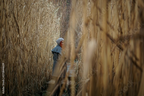Wallpaper Mural woman walking in the field of reeds Torontodigital.ca