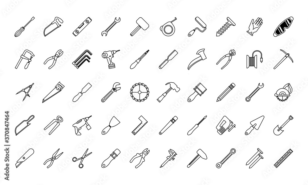 bundle of fifty tools set icons bundle of fifty tools set icons