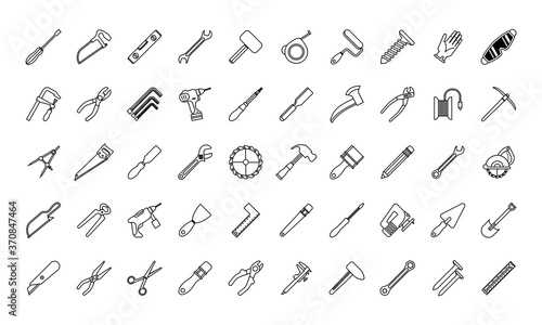 bundle of fifty tools set icons