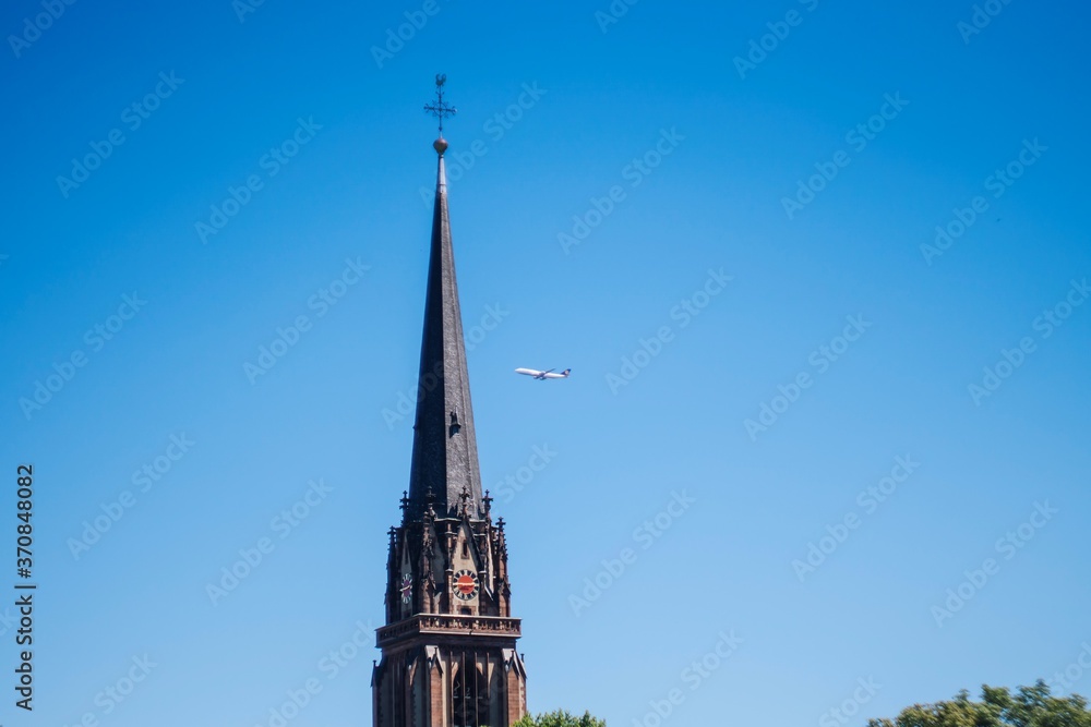 church steeple with blue sky
