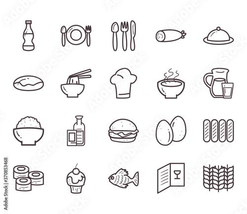 Food line style icons bundle vector design