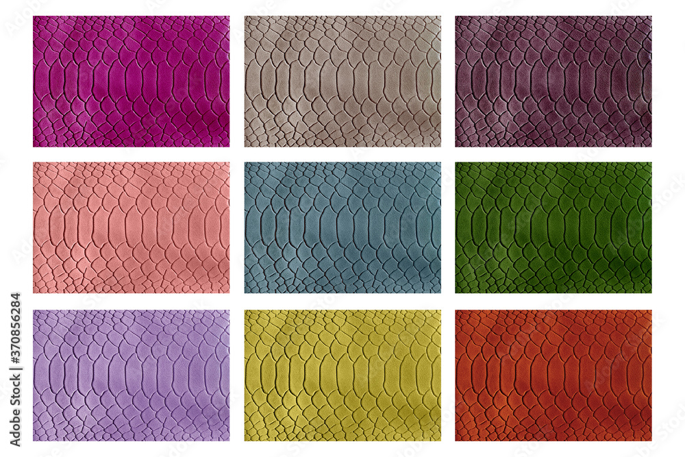 Fototapeta premium Photo collage of decorative leather textures.
