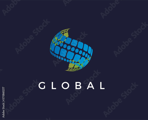 minimal global logo template - vector illustration