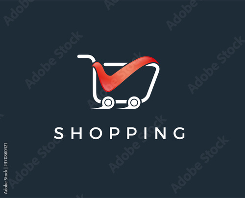 minimal shopping logo template - vector illustration