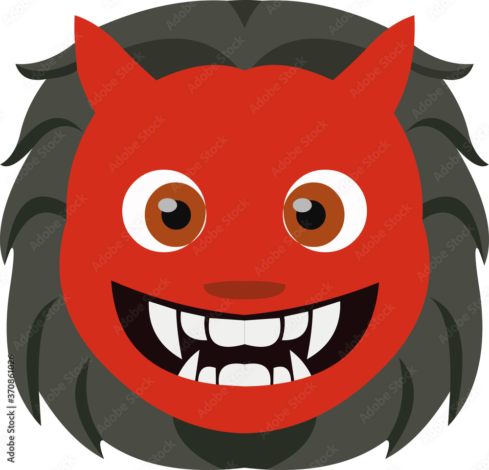 Vector illustration of a devil's face emoticon