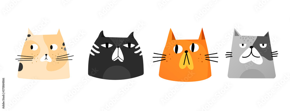 Funny fat cats in cartoon style isolated on white. Funny fat cats in cartoon style isolated on white.
