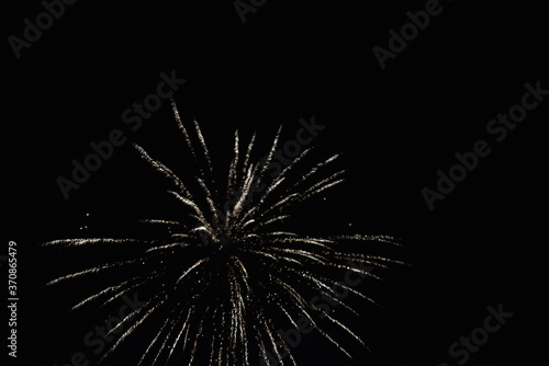 A Photograph of An Explosion of Fireworks on a Pure Black Sky