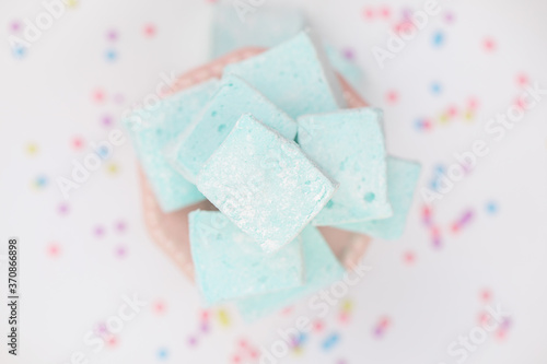 Blue Sweet Homemade Marshmallow Cubes © Amanda
