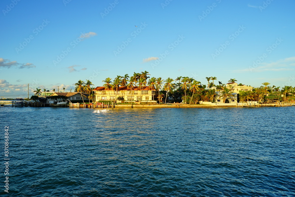 Miami beach house at sun set	