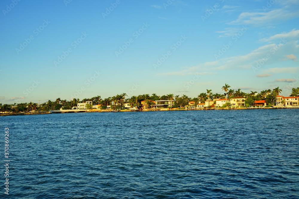 Miami beach house at sun set	