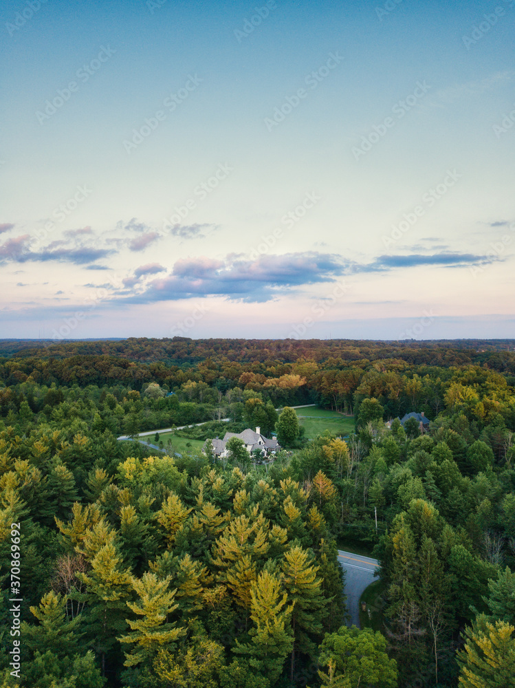 Woods in Ohio from a drone