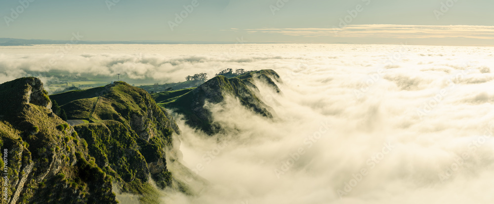 Amazing view of a foggy morning at the Te Mata Peak. Hawke's Bay, New Zealand Amazing view of a foggy morning at the Te Mata Peak. Hawke's Bay, New Zealand