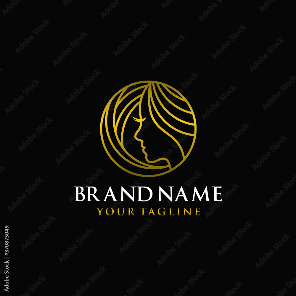 Luxury Hair stylist Logo Vector Template