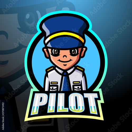 Pilot mascot esport logo design