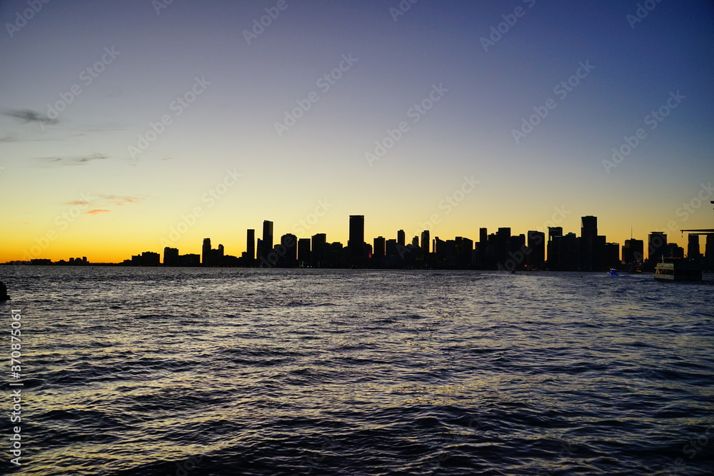 Miami south beach skyscrapers at sun set Miami south beach skyscrapers at sun set