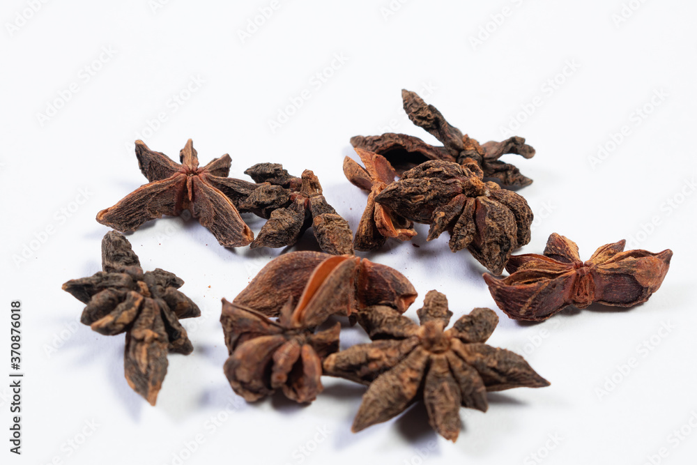 Fototapeta premium Star anise, badiam. Clipping paths, shadows separated