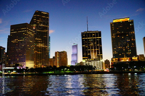 Miami south beach skyscrapers at sun set