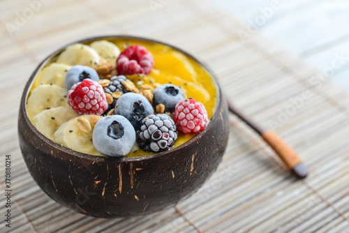 Mango smoothie bowl photo