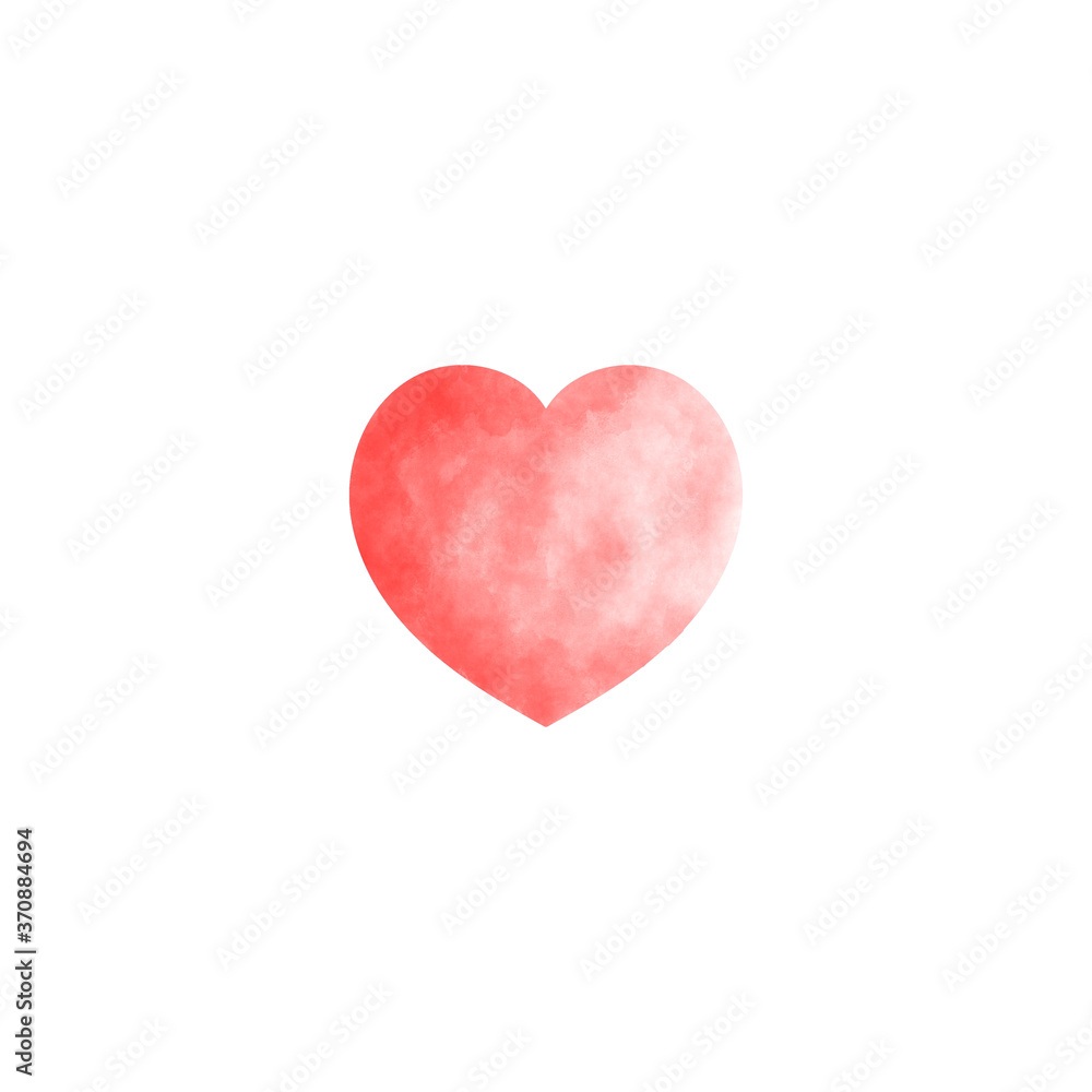 Beautiful watercolor red heart style texture. Romantic Heart for valentine's day, Heart icon design isolated on white background