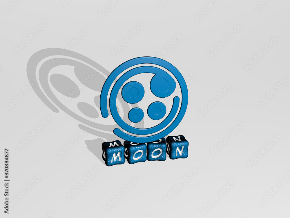 MOON 3D icon on cubic text. 3D illustration. background and night MOON 3D icon on cubic text. 3D illustration. background and night