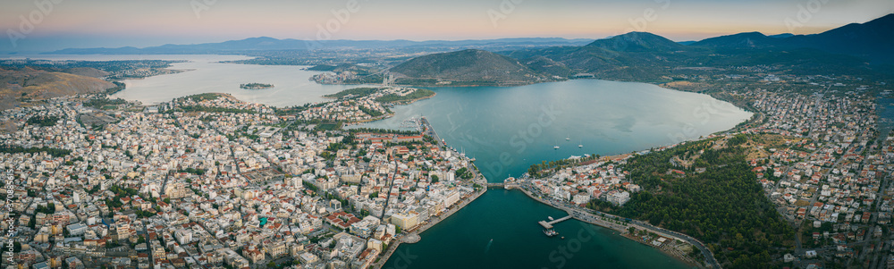 Aerial view of Chalcis and Xirovrisi, Greece