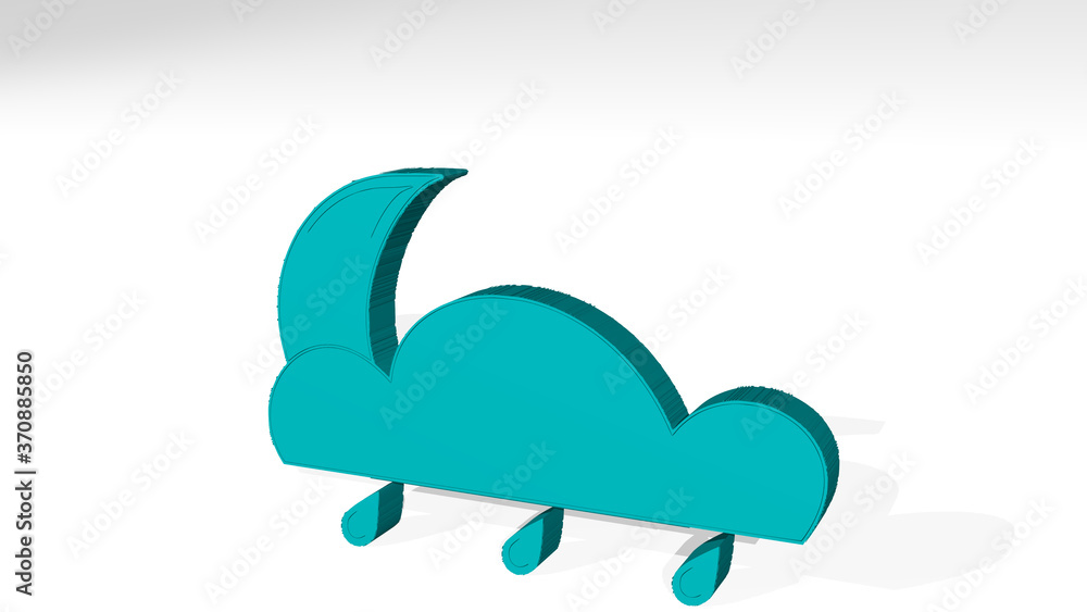 Naklejka premium RAINING CLOUDS 3D drawing icon on white floor. 3D illustration. background and beautiful