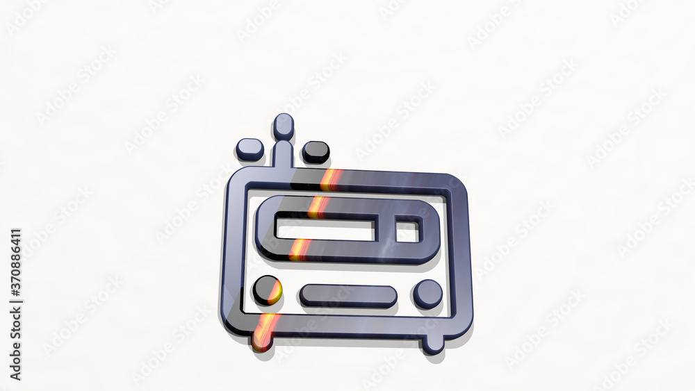 Fototapeta premium radio retro 3D icon on the wall. 3D illustration. background and audio