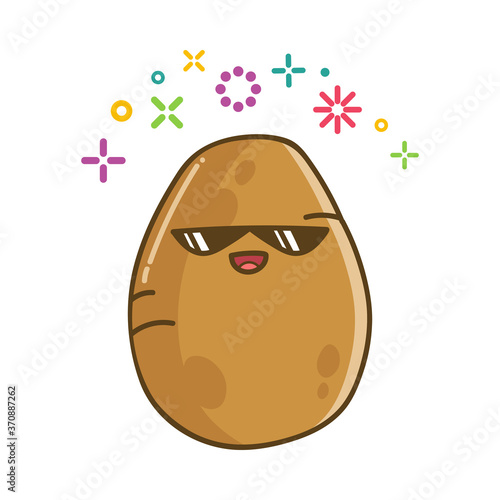 kawaii smiling potato cartoon illustration