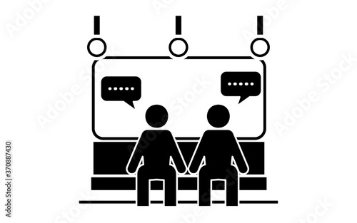 電車内での会話は控えめにするよう勧めるアイコン