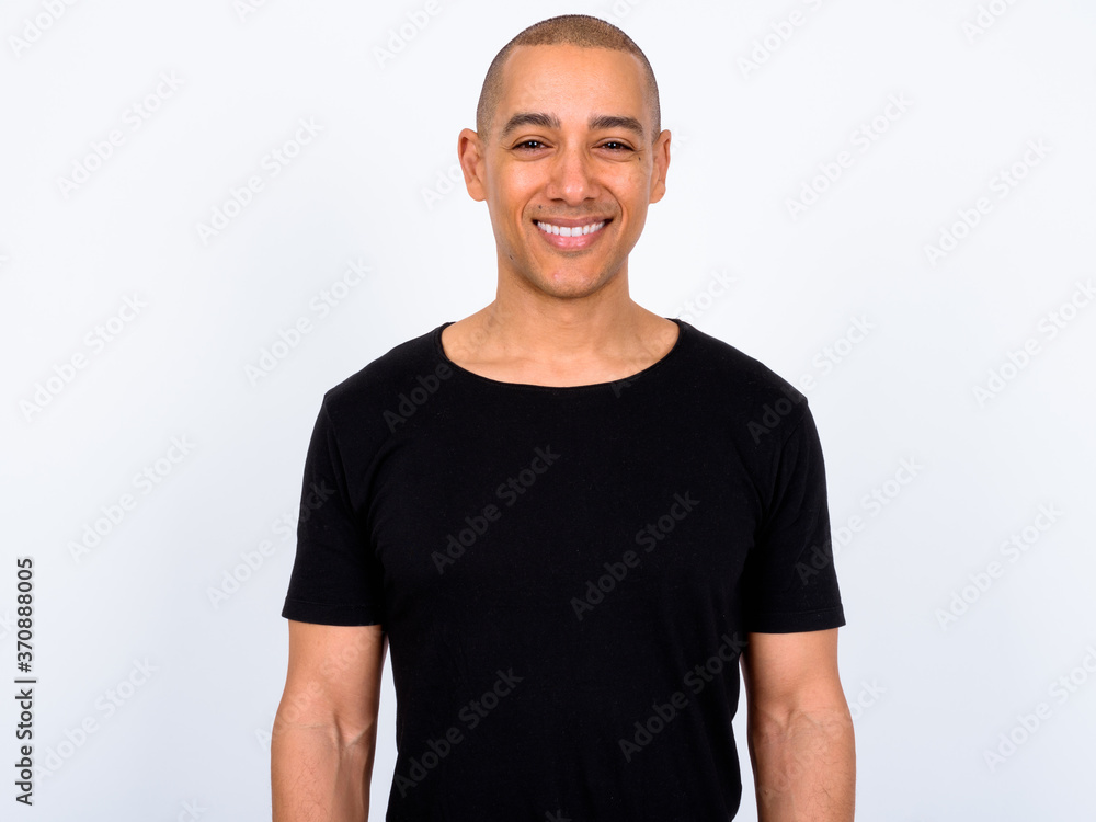 Portrait of happy handsome multi ethnic bald man Portrait of happy handsome multi ethnic bald man