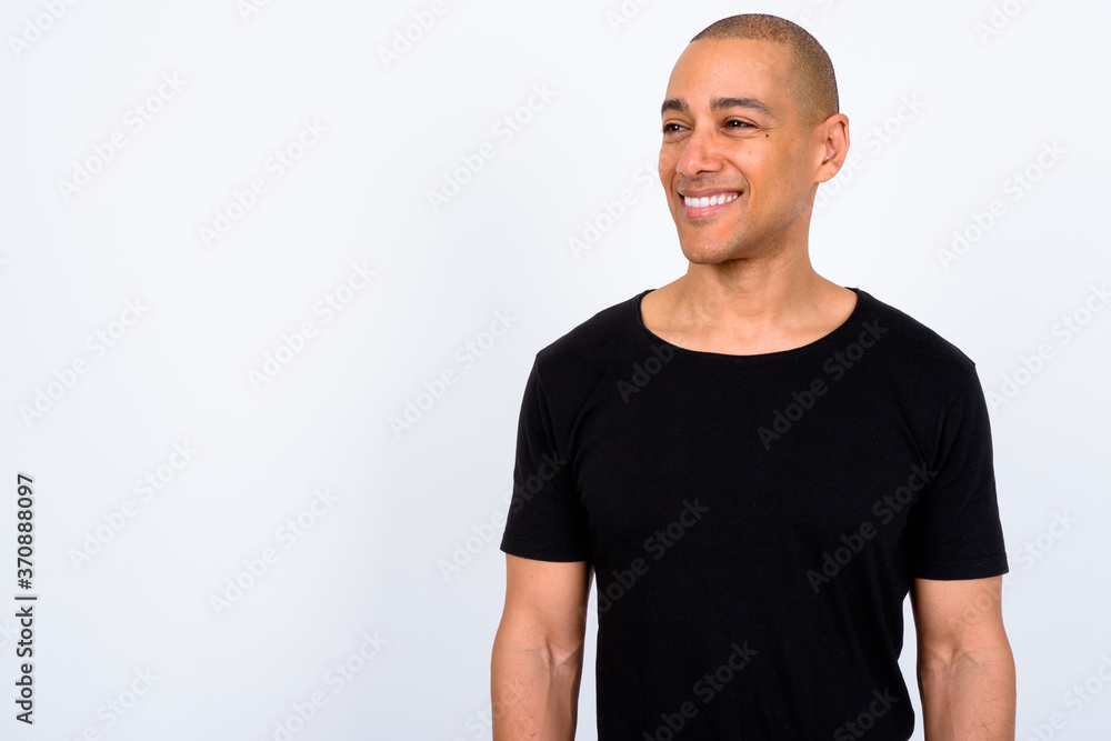 Portrait of happy handsome multi ethnic bald man Portrait of happy handsome multi ethnic bald man