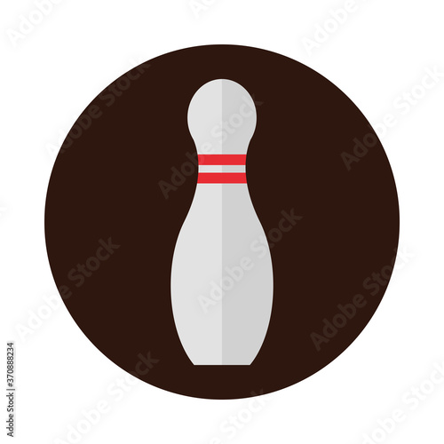bowling white pin with stripes equipment game recreational sport block flat icon design