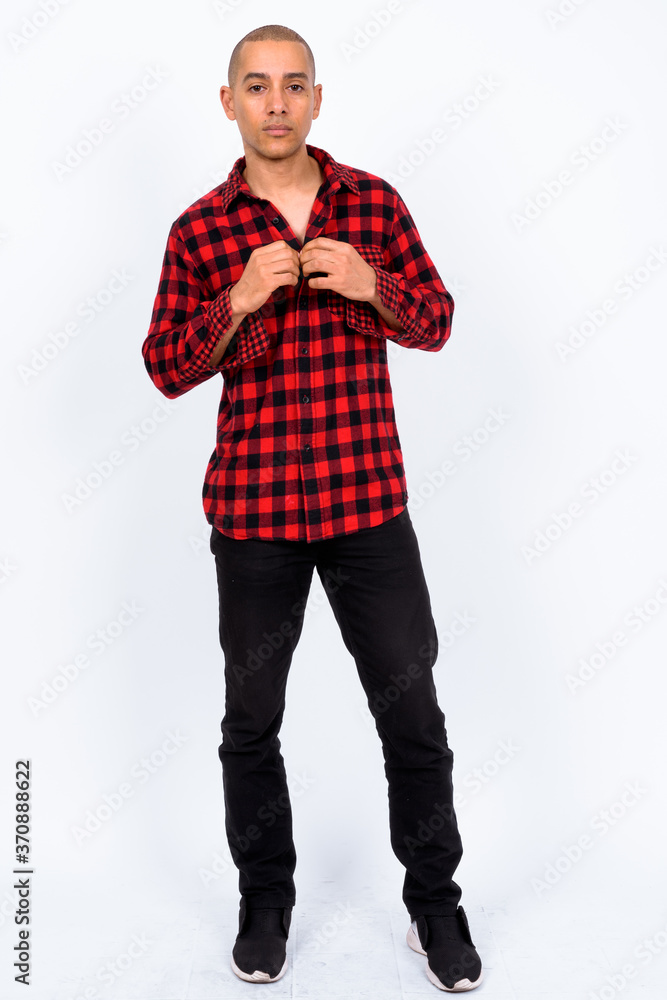 Portrait of handsome multi ethnic bald hipster man Portrait of handsome multi ethnic bald hipster man