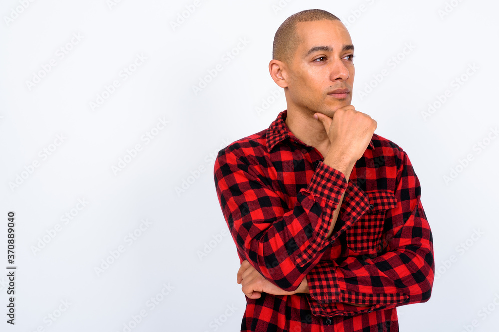 Portrait of handsome multi ethnic bald hipster man Portrait of handsome multi ethnic bald hipster man