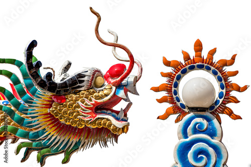 ColorfulColorful chinese dragon isolated on white background photo