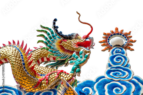 ColorfulColorful chinese dragon isolated on white background