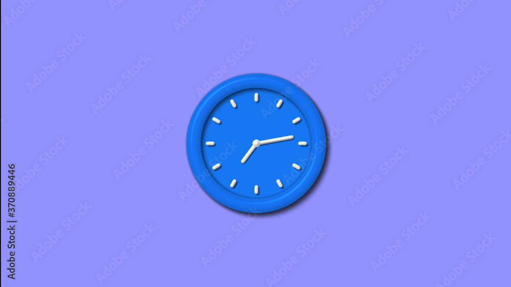 12 hours counting down 3d wall clock icon on blue light background,Clock icon