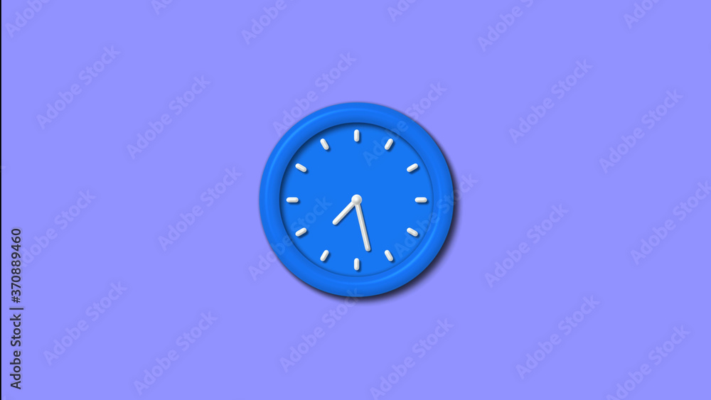 12 hours counting down 3d wall clock icon on blue light background,Clock icon