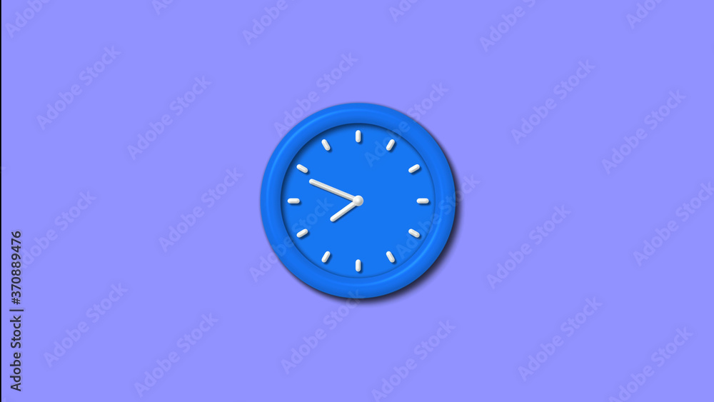 12 hours counting down 3d wall clock icon on blue light background,Clock icon