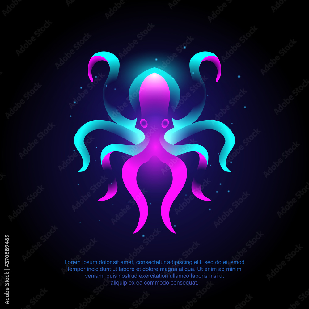Fototapeta premium Animal octopus modern logo vector with neon vibrant colors, abstract.