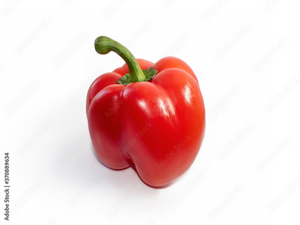red fresh bell pepper on a white background close up red fresh bell pepper on a white background close up