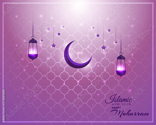 festive concept background for Islamic festival-Islamic new year, new Hijari year- happy muharram vector illustration 