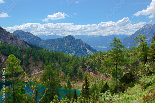 mountain landscape with lake and mountains, Tauplitzalm Austria