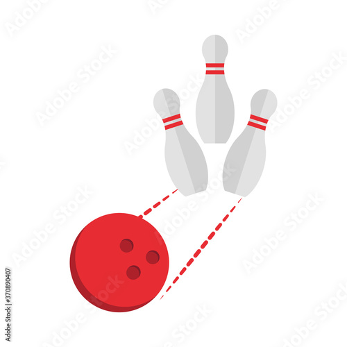 scattered skittle and bowling ball game recreational sport flat icon design
