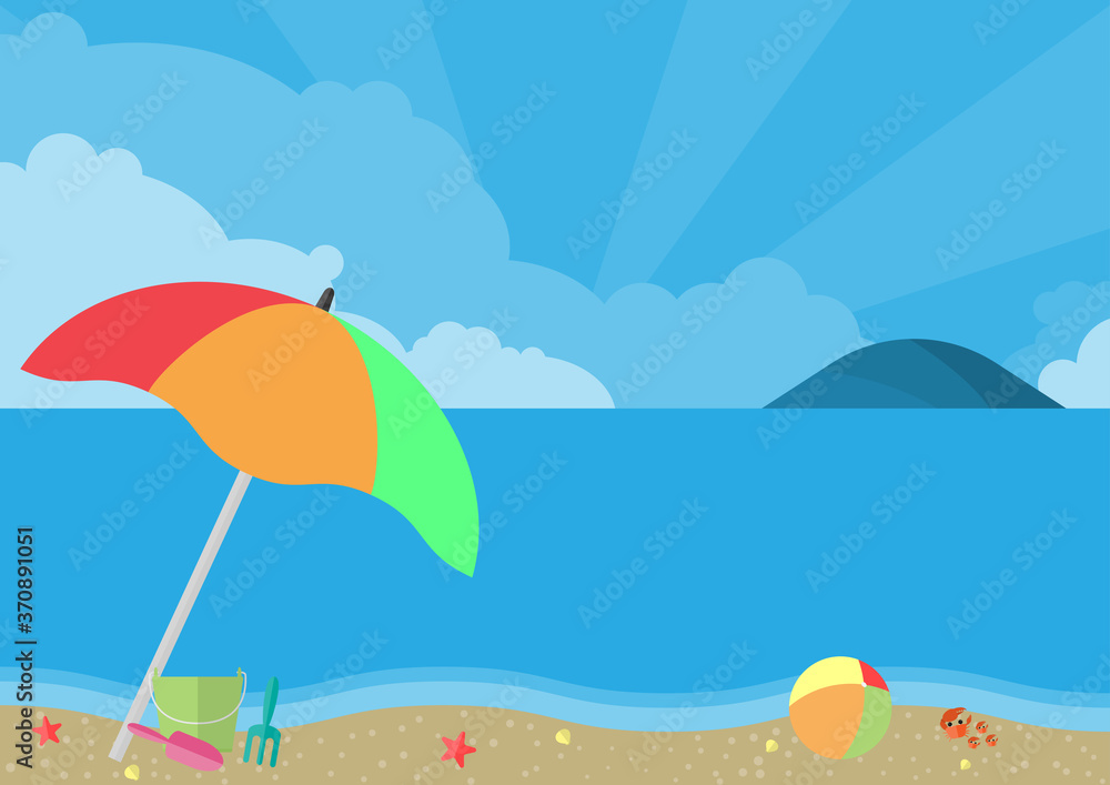 Beach and sea flat background vector design.