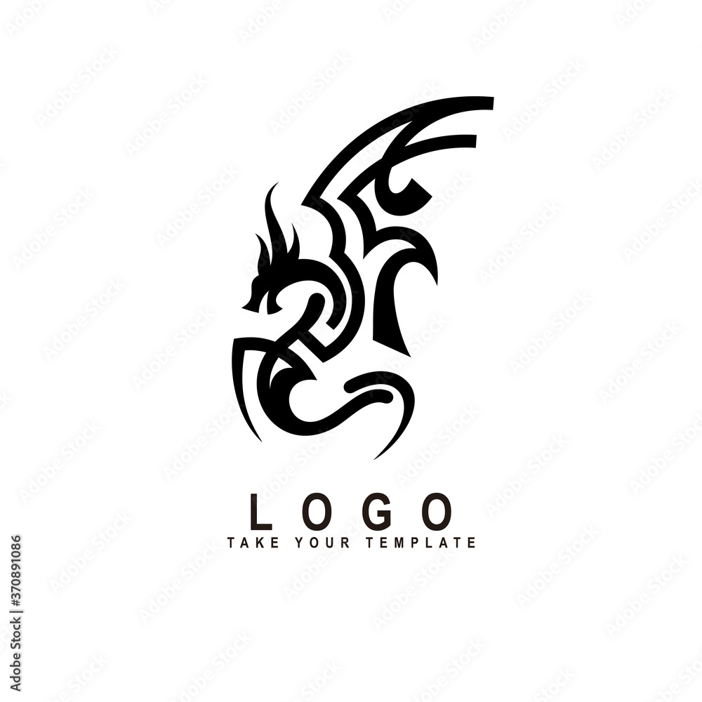 dragon logo, fantasy animal design template