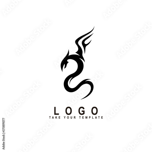 dragon logo, fantasy animal design template