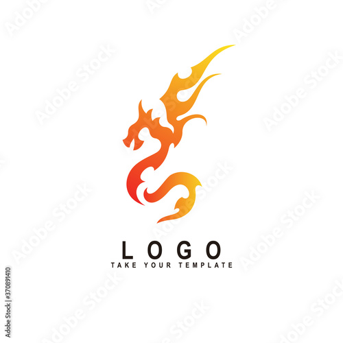 dragon logo, fantasy animal design template