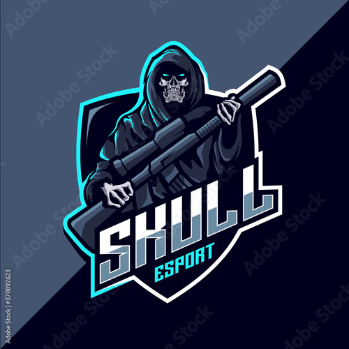 Reaper skull with guns mascot esport logo