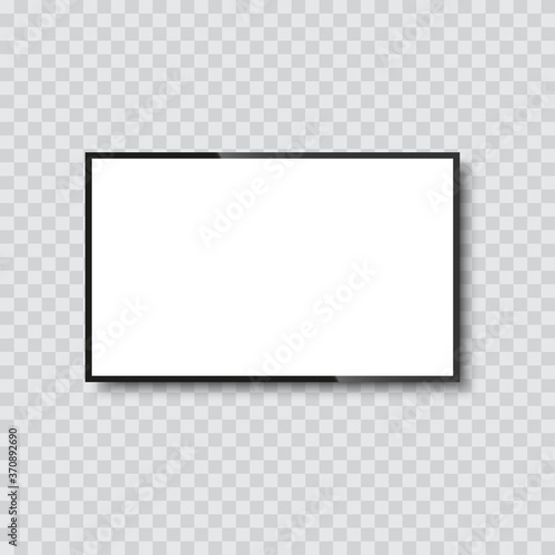 Realistic TV screen on transparent background. Vector illustration.